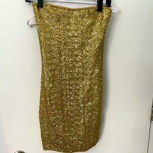 Gold sequin mini dress